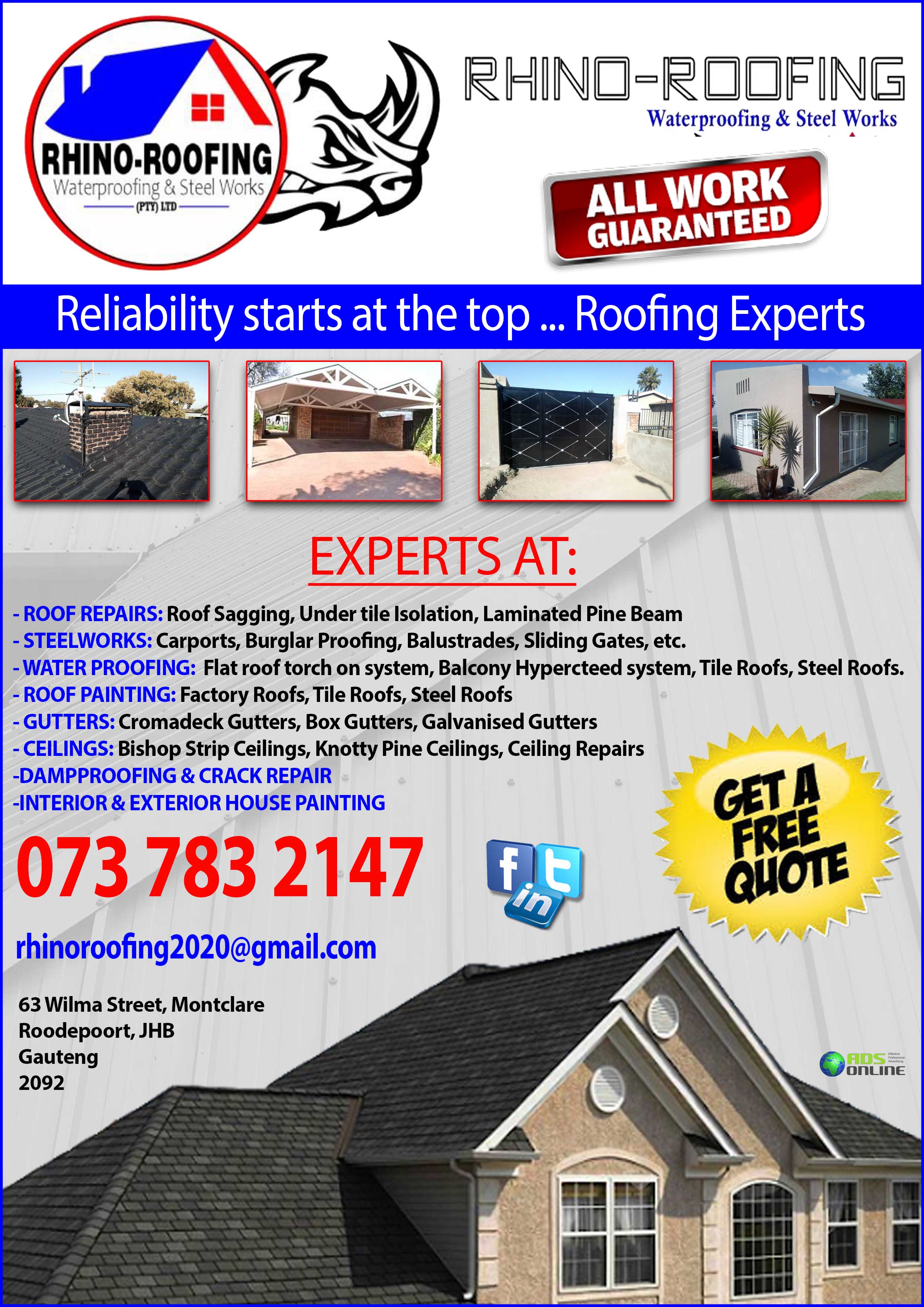 The Best Roof Watering Johannesburg South Can Offer - 010 500 4159 -