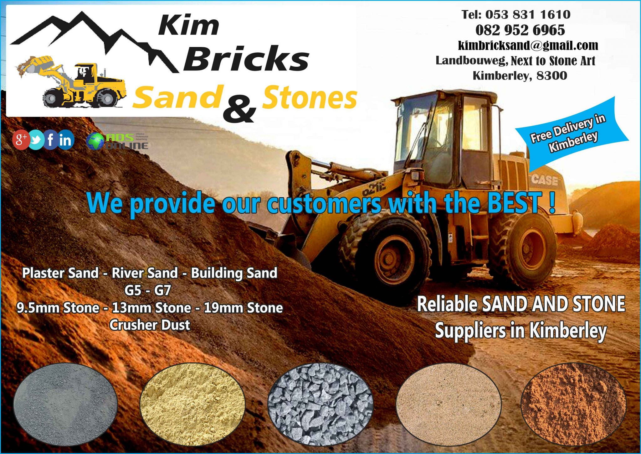 KIM Bricks, Sand & Stones Suppliers Kimberley, Northern Cape Ads Online